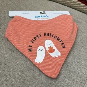 Carter's Just One You My First Halloween Ghost Bib Baby Bandana NWT Orange Fall